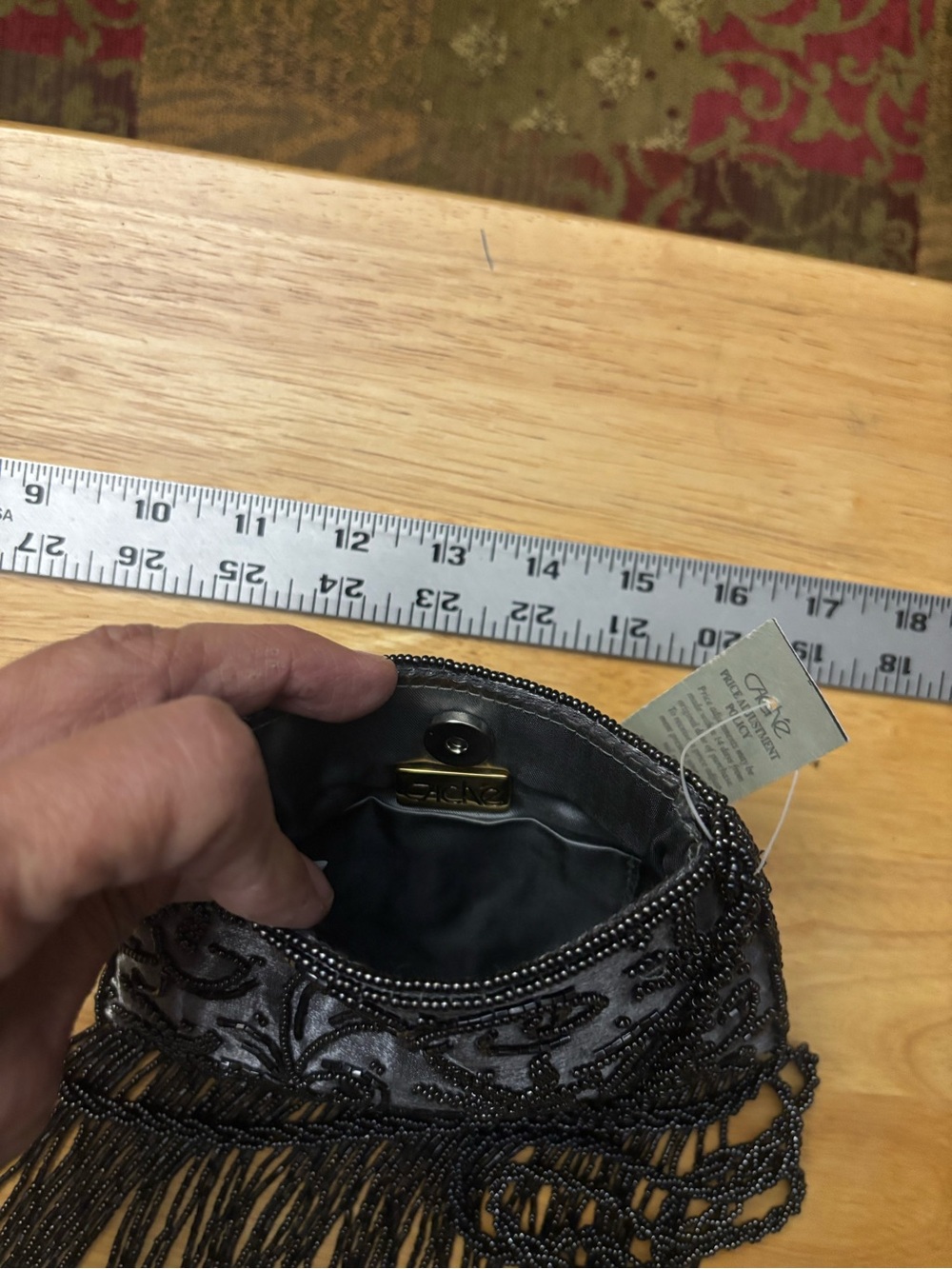 Cache Black Beaded Fringe Crossbody Bag - Picture 3 of 3